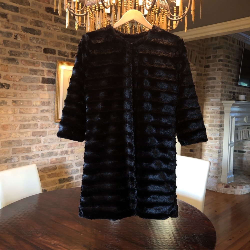 Black Faux fur light coat! New Directions